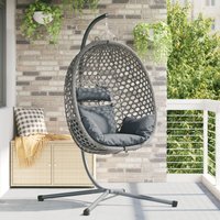 Hängender Eierstuhl Korb mit Gestell Grau Poly Rattan Vidaxl Hängender Eierstuhl Korb mit Gestell Grau Poly Rattan Vidaxl von VIDAXL