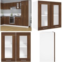 Vidaxl - Hängeschrank Glas Braun Eiche-Optik 60x31x60 cm Holzwerkstoff - Küchenregal - Aufbewahrungsschrank - Hängeschrank - Glasmöbel - Esszimmer Vidaxl - Hängeschrank Glas Braun Eiche-Optik 60x31x60 cm Holzwerkstoff - Küchenregal - Aufbewahrungsschrank - Hängeschrank - Glasmöbel - Esszimmer von VIDAXL