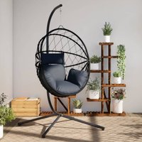 Vidaxl - Hängesessel Ei-Design mit Ständer Anthrazit Rattan und Stahl Vidaxl - Hängesessel Ei-Design mit Ständer Anthrazit Rattan und Stahl von VIDAXL