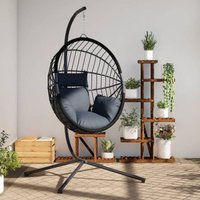 Vidaxl - Hängesessel Ei-Design mit Ständer Anthrazit Rattan und Stahl von VIDAXL