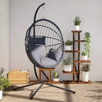 Vidaxl - Hängesessel Ei-Design mit Ständer Grau Rattan und Stahl Vidaxl - Hängesessel Ei-Design mit Ständer Grau Rattan und Stahl von VIDAXL