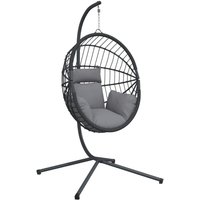 Vidaxl - Hängesessel Ei-Design mit Ständer Grau Rattan und Stahl von VIDAXL