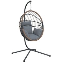 Vidaxl - Hängesessel Ei-Design mit Ständer Hellgrau Rattan und Stahl von VIDAXL