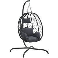 Vidaxl - Hängesessel Ei mit Kissen Anthrazit Poly Rattan & Stahl von VIDAXL