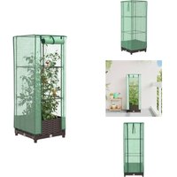 Hochbeet mit Gewächshaus-Aufsatz Rattan-Optik 40x40x123 cm - Hochbeet - Hochbeete - Garten Hochbeet - Pflanzbeet von VIDAXL