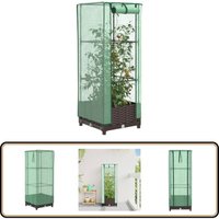 Vidaxl - Hochbeet mit Gewächshaus-Aufsatz Rattan-Optik 40x40x123 cm von VIDAXL