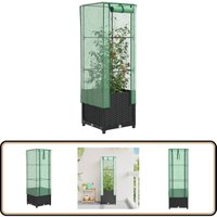 Vidaxl - Hochbeet mit Gewächshaus-Aufsatz Rattan-Optik 40x40x139 cm von VIDAXL