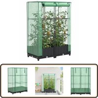 Vidaxl - Hochbeet mit Gewächshaus-Aufsatz Rattan-Optik 80x40x123 cm von VIDAXL