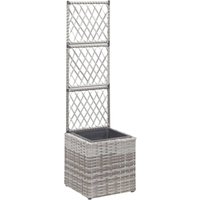 Bonnevie - Hochbeet,Blumenkasten,Pflanzkasten mit Rankgitter 1 Topf 30x30x107 cm Poly Rattan Grau vidaXL von BONNEVIE