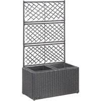 Hochbeet mit Rankgitter 2 Töpfe 58×30×107cm Poly Rattan Schwarz - Vidaxl von VIDAXL