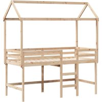Vidaxl - Hochbett mit Leiter und Dach 90x190 cm Massivholz Kiefer von VIDAXL