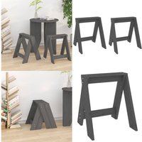 Vidaxl - Hocker 2 Stk. Grau 40x40x45 cm Massivholz Kiefer - Hocker - Stuhl - Home & Living - Grau von VIDAXL