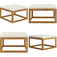 Vidaxl - Hocker mit Cremeweißem Kissen Massivholz Akazie - Holzfußhocker - Gartenstuhl - Außenlounge - Esszimmerstühle - Balkonmöbeln - Home & Living von VIDAXL