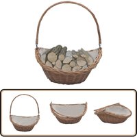 Holzkorb mit Tragegriff 57 × 46 × 52 cm Braun Weide - Brennholzkorb - Holzkorb - Weidenkorb - Lagerung Brennholz - Kaminzubehör von VIDAXL