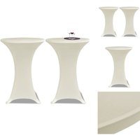 Hussen - 2 x Tischhusse für Stehtisch Stretchhusse Ø80 cm cremefarben - Creme von VIDAXL