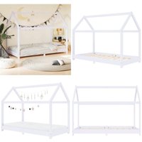 Vidaxl - Kinder-Bettgestell Weiß Massivholz Kiefer 70 x 140 cm - Kinderbett - Holzbett - Kiefernholzbette - Jugendzimmer Dekoration - Baumhausstil von VIDAXL