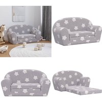 Vidaxl - Kinder-Schlafsofa 2-Sitzer Hellgrau mit Sternen Weicher Plüsch - Kinder Couch - Kinder Sofa - Kuschel Sofa - Spielsofa - Kinderzimmersofa von VIDAXL