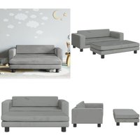 Kindersofa mit Hocker Hellgrau 100x50x30 cm Samt - Kindermöbel - Kleinkindermöbel - Sitzsack - Kuschelplatz - Spielzeugregal - Home & Living von VIDAXL