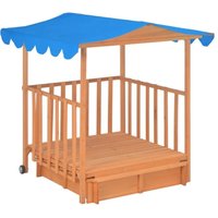 Kinderspielhaus mit Sandkasten Tannenholz Blau UV50 vidaXL922952 von BONNEVIE