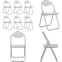 Vidaxl - Klappbare Esszimmerstühle 6 Stk. Weiß Kunstleder - Esszimmerstühle - Klappstühle - Küchenstühle - Gästezimmerstühle - Weiße Möbel - Home & von VIDAXL