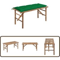 Klappbare Gartenbank mit Auflage 118 cm Bambus - Bambus Gartenbank - Klappbank - Gartenmöbel - Outdoor Möbel - Terrasse von VIDAXL