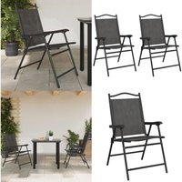 Vidaxl - Klappbare Gartenstühle 2 Stk. Graumeliert Stahl und Textilene - Gartenstuhl - Outdoor Stuhl - Balkonstuhl - Esszimmerstuhl - Klappstuhl von VIDAXL
