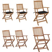 Vidaxl - Klappbare Gartenstühle 2 Stk. mit Kissen Massivholz Akazie - Gartensaison - Gartenstuhl - Klappstuhl - Holzstuhl - Akasienholz - Home & von VIDAXL