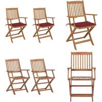 Vidaxl - Klappbare Gartenstühle 2 Stk. mit Kissen Massivholz Akazie - Gartensaßsessel - Klappstuhl - Gartenmöbel - Holzstühle - Akzientuherbstfarben von VIDAXL