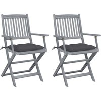 Vidaxl - Klappbare Gartenstühle 2 Stk. mit Kissen Massivholz Akazie von VIDAXL