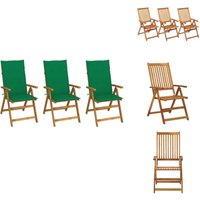 Vidaxl - Klappbare Gartenstühle 3 Stk. mit Auflagen Massivholz Akazie - Holz Gartenstühle - Gartenmöbel - Outdoor Möbel - Klappbarer Stuhl - Akasie von VIDAXL