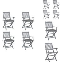 Vidaxl - Klappbare Gartenstühle 4 Stk. mit Kissen Massivholz Akazie - Holz Gartenstühle - Esszimmerstühle - Gartenmöbel - Outdoor Möbel - Balkonmöbel von VIDAXL