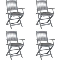 Vidaxl - Klappbare Gartenstühle 4 Stk. mit Kissen Massivholz Akazie von VIDAXL