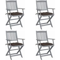 Vidaxl - Klappbare Gartenstühle 4 Stk. mit Kissen Massivholz Akazie von VIDAXL