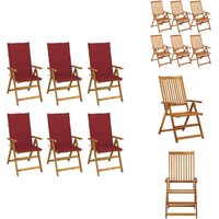 Klappbare Gartenstühle 6 Stk. mit Auflagen Massivholz Akazie - Holz Gartenstühle - Gartenmöbel Set - Outdoor Möbel - Balkonmöbel - Gartenstuhl von VIDAXL