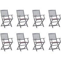 Vidaxl - Klappbare Gartenstühle 8 Stk. mit Kissen Massivholz Akazie Vidaxl - Klappbare Gartenstühle 8 Stk. mit Kissen Massivholz Akazie von VIDAXL