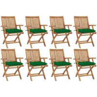 Vidaxl - Klappbare Gartenstühle mit Kissen 8 Stk. Massivholz Teak von VIDAXL