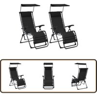 Vidaxl - Klappbare Liegestühle 2 Stk. Textilene Schwarz - Klappbarer Liegestuhl - Gartenliege - Sonnenliege - Outdoor Möbel - Textilene von VIDAXL