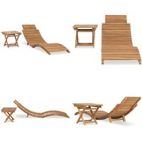 Vidaxl - Klappbare Sonnenliege mit Tisch Massivholz Teak - Holz-Sonnenliege - Teakholzmöbel - Gartenmöbel - Lounge Set - Zusammenklappbare Liege von VIDAXL