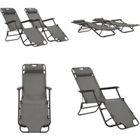 Vidaxl - Klappbare Sonnenliegen 2 Stk. mit Fußablage Grau - Klappstuhl - Gartenliege - Sonnenschirm - Outdoor Möbel - Pool Accessoire - Home & Living Vidaxl - Klappbare Sonnenliegen 2 Stk. mit Fußablage Grau - Klappstuhl - Gartenliege - Sonnenschirm - Outdoor Möbel - Pool Accessoire - Home & Living von VIDAXL