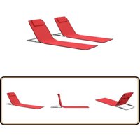 Vidaxl - Klappbare Strandmatte 2 Stk. Stahl und Stoff Rot - Sonnenschirm - Gartenstuhl - Liege - Outdoor Möbel - Pool Accessoire Vidaxl - Klappbare Strandmatte 2 Stk. Stahl und Stoff Rot - Sonnenschirm - Gartenstuhl - Liege - Outdoor Möbel - Pool Accessoire von VIDAXL