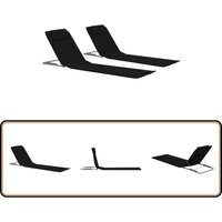 Vidaxl - Klappbare Strandmatte 2 Stk. Stahl und Stoff Schwarz - Sonnenliegen - Strandliege - Gartenmöbel - Outdoor Möbel - Liege von VIDAXL