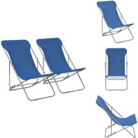 Vidaxl - Klappbare Strandstühle 2 Stk. Stahl und Oxford-Gewebe Blau - Strandstuhl - Gartenstuhl - Liege - Outdoor Möbel - Pool Accessoire von VIDAXL