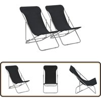 Klappbare Strandstühle 2 Stk. Stahl und Oxford-Gewebe Schwarz - Strandstuhl - Gartenstuhl - Liege - Outdoor Möbel - Faltbarer Stuhl von VIDAXL