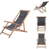 Klappbarer Strandstuhl Stoff und Holzrahmen Grau - Klappbarer Stuhl - Gartenstuhl - Strandstuhl - Campingstuhl - Outdoor Möbel von VIDAXL