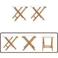 Vidaxl - Klappstühle 2 Stk. Teak Massivholz und Stoff Cremeweiß - Holz Stuhl - Gartenstuhl - Klappstuhl - Teakholzmöbel - Outdoor Möbel von VIDAXL