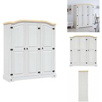 Vidaxl - Kleiderschrank Mexiko-Stil Kiefernholz 3 Türen Weiß - Schreibtisch - Kiefernholzschrank - Garderobe - Kleiderschrank - Korpusmöbel von VIDAXL