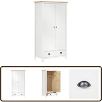 Vidaxl - Kleiderschrank mit 2 Türen Hill Weiß 89x50x170 cm Kiefernholz - Holzschrank - Kleiderschrank - Schlafzimmermöbel - Weißer Kleiderschrank Vidaxl - Kleiderschrank mit 2 Türen Hill Weiß 89x50x170 cm Kiefernholz - Holzschrank - Kleiderschrank - Schlafzimmermöbel - Weißer Kleiderschrank von VIDAXL