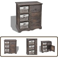 Vidaxl - Kommode mit 3 Körben Braun - Holzmöbel - Sideboard - Regal - Wohnzimmer Dekoration - Aufbewahrungsbox von VIDAXL