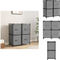 Vidaxl - Kommode mit 4 Körben aus Stoff Grau 63×30×71 cm Stahl - Kommode - Aufbewahrungschrank - Textilregale - Wohnzimmermöbel - Garderobe von VIDAXL