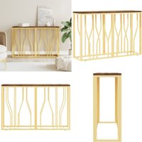 Konsolentisch Golden Edelstahl und Altholz Massiv - Konsolentisch - Beistelltisch - Esstisch - Wohnzimmerschreibtisch - Sideboard - Home & Living von VIDAXL